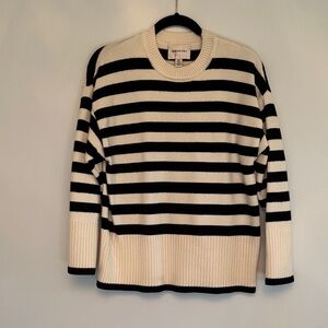 Elegant Black and Cream Striped Sweater